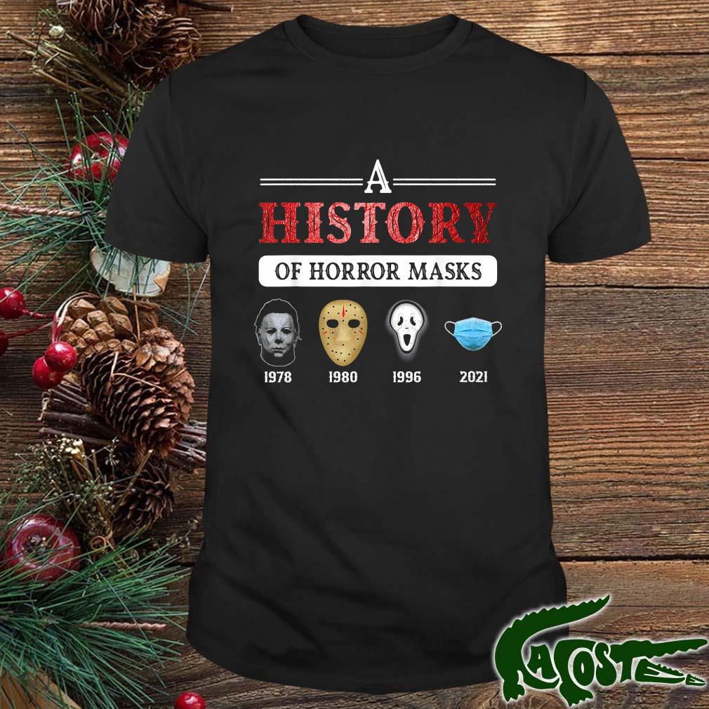 A History Of Horror Masks 1978 1980 1996 2021 Halloween Shirt