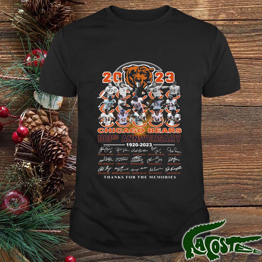 Chicago Bears 2023 103rd Anniversary 1920 2023 Signatures Thanks For The Memories Shirt