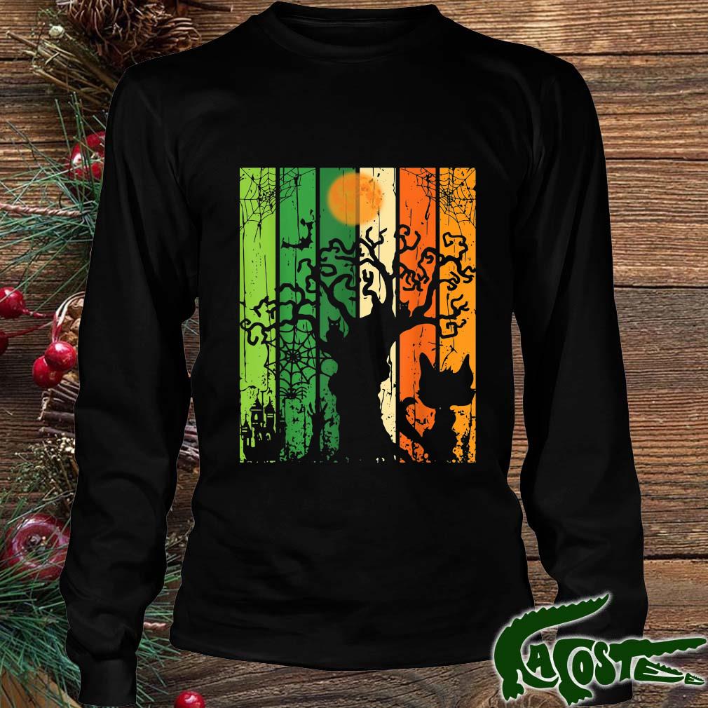 Halloween Poster Spooky Cat Spider Tree Shirt Longsleeve den