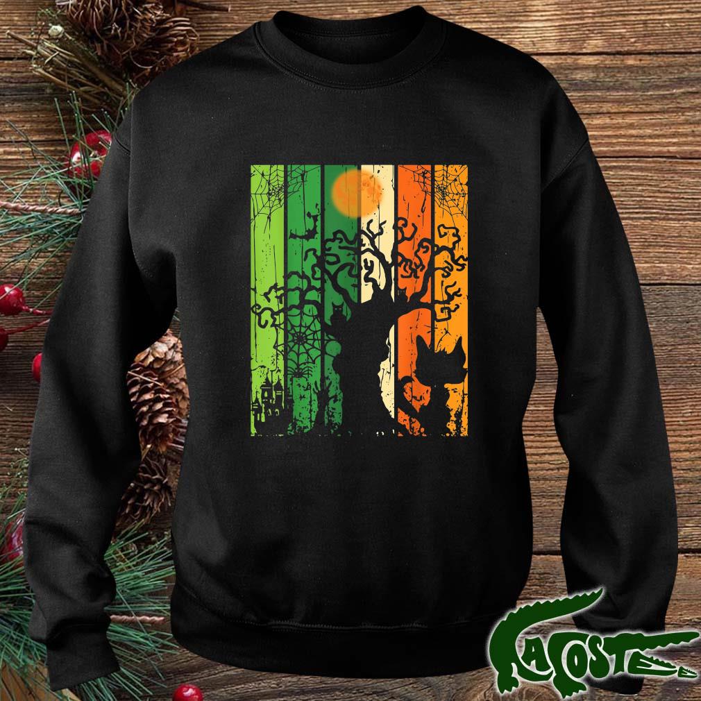 Halloween Poster Spooky Cat Spider Tree Shirt sweater