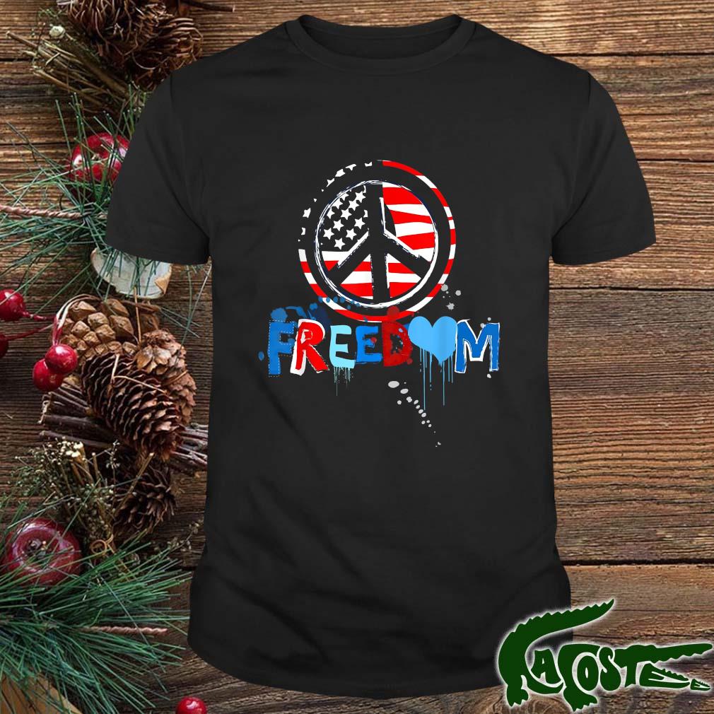 Patriotic Peace Sign Usa Flag Freedom Vote T-shirt