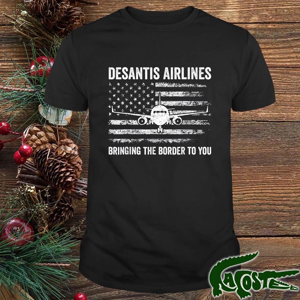 Political Desantis Airlines Political Meme Ron Desantis Us Flag T-shirt