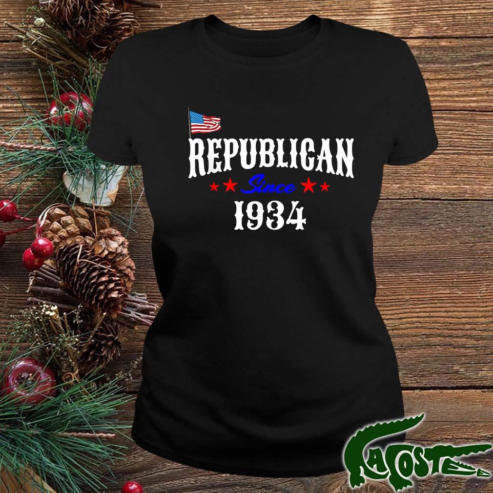 Republican Since 1934 Born Patriotic Usa Flag Birthday Shirt ladies