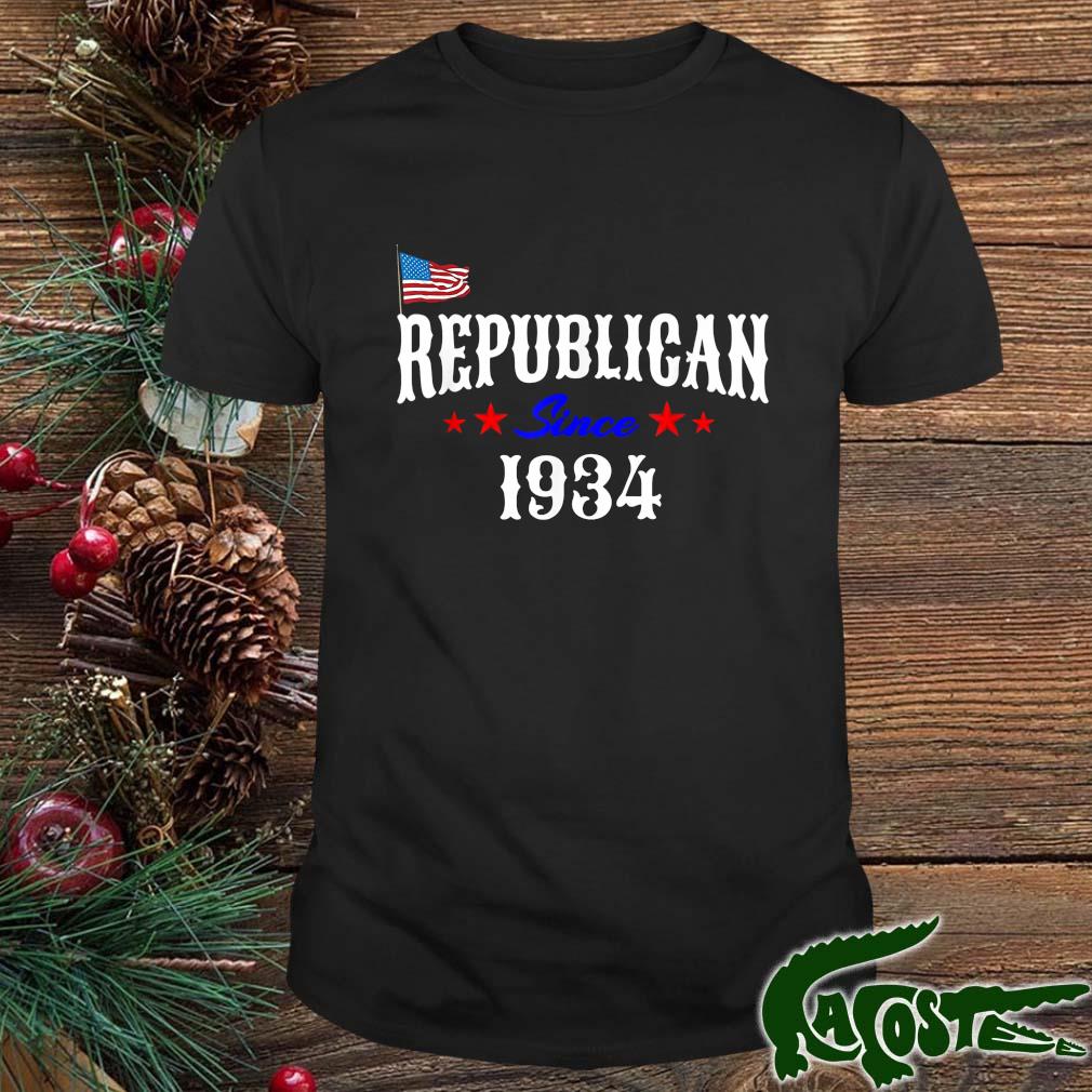 Republican Since 1934 Born Patriotic Usa Flag Birthday Shirt