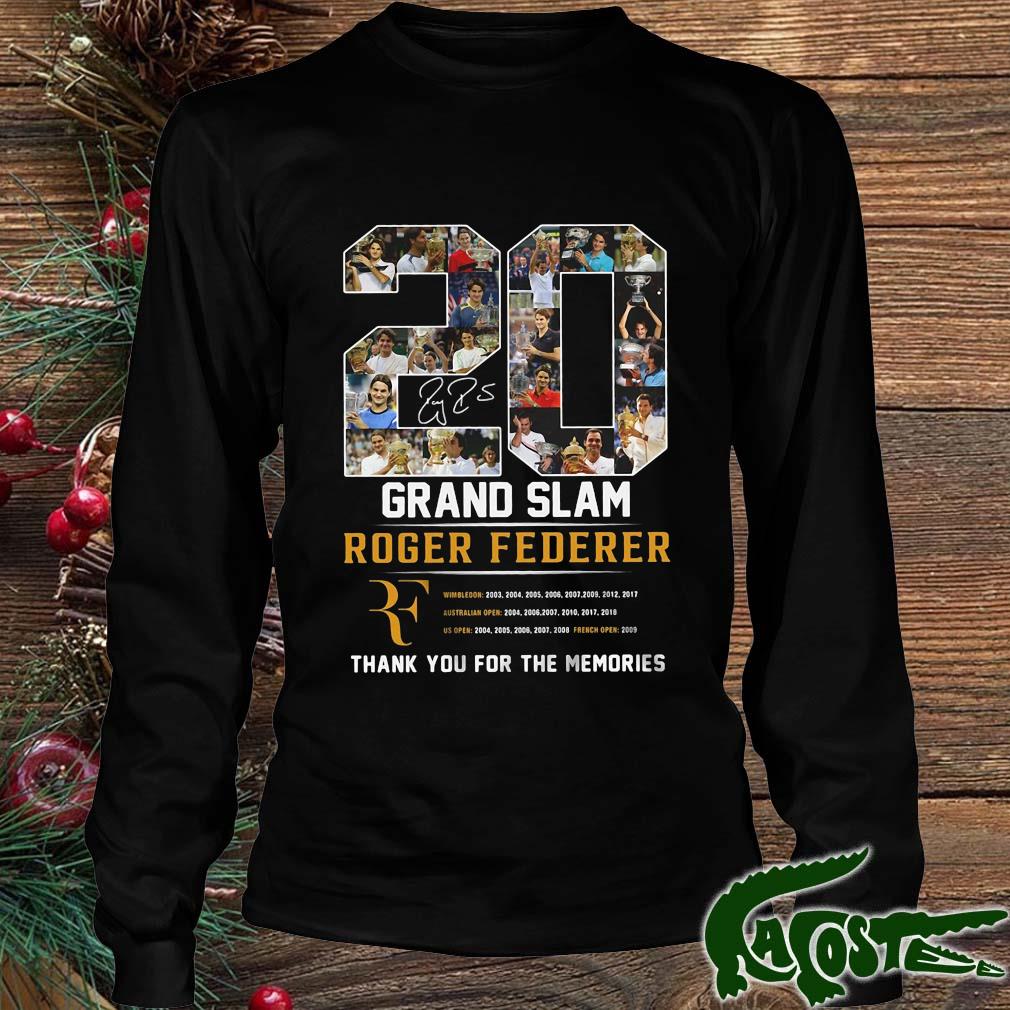 Roger Federer 20 Grand Slam Signature Thank You For The Memories 2022 Shirt Longsleeve den