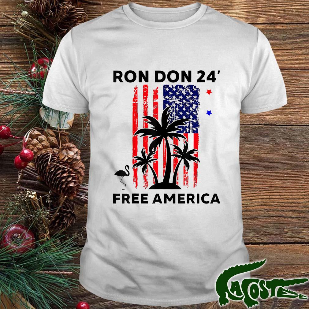 Trump Desantis 2024 Ron Don 24′ American Flag Flamingo Stars T-shirt