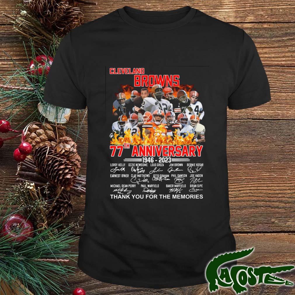 Cleveland Browns 77th Anniversary 1946-2023 Signatures Thank You Shirt