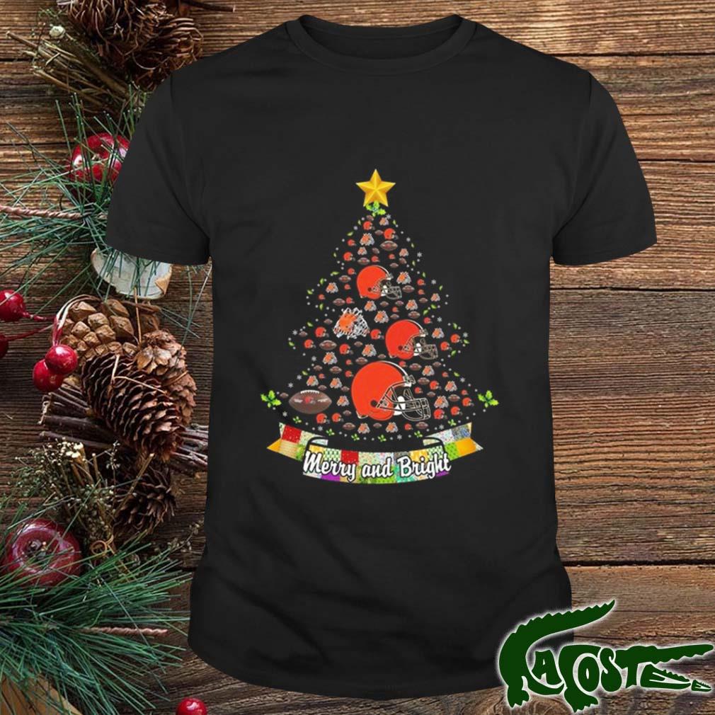Merry And Bright Cleveland Browns Nfl Christmas Tree 2022 Shirt