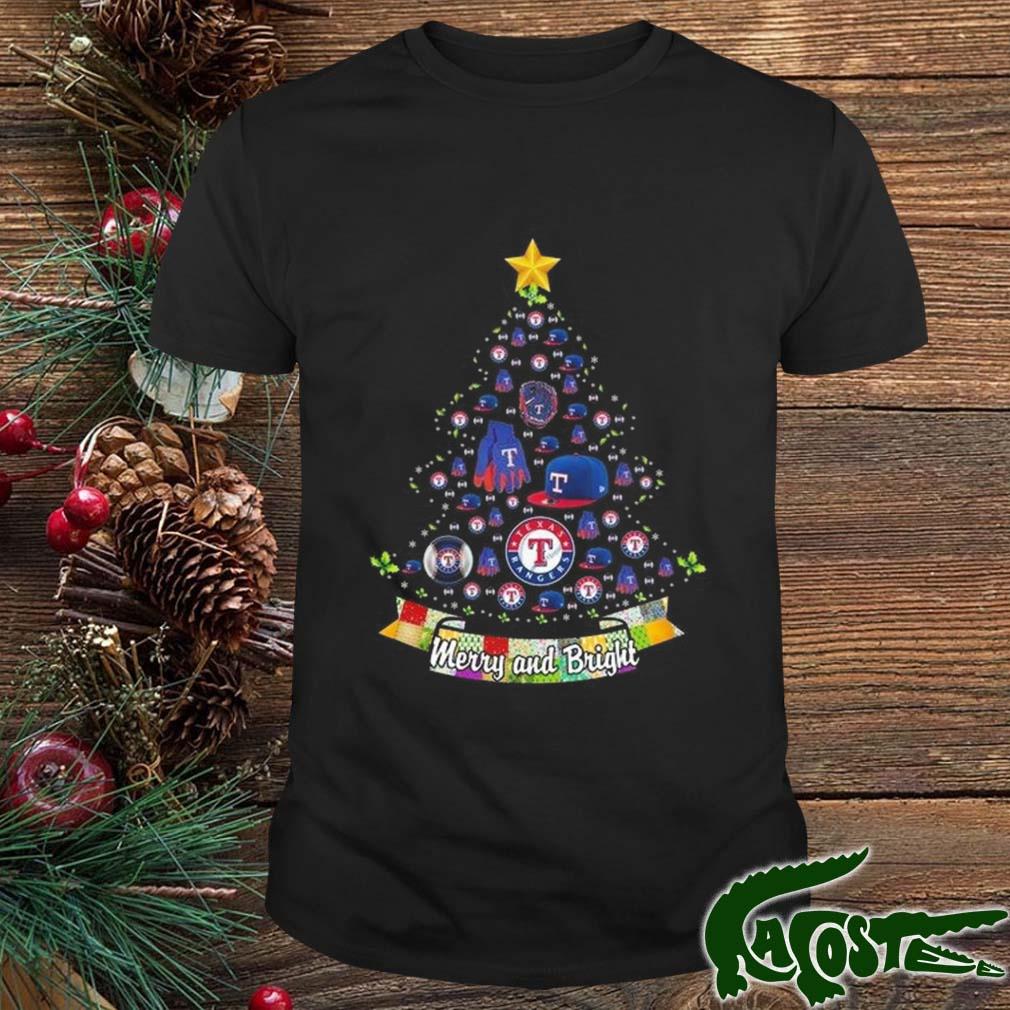 Merry And Bright Texas Rangers Mlb Christmas Tree 2022 Shirt