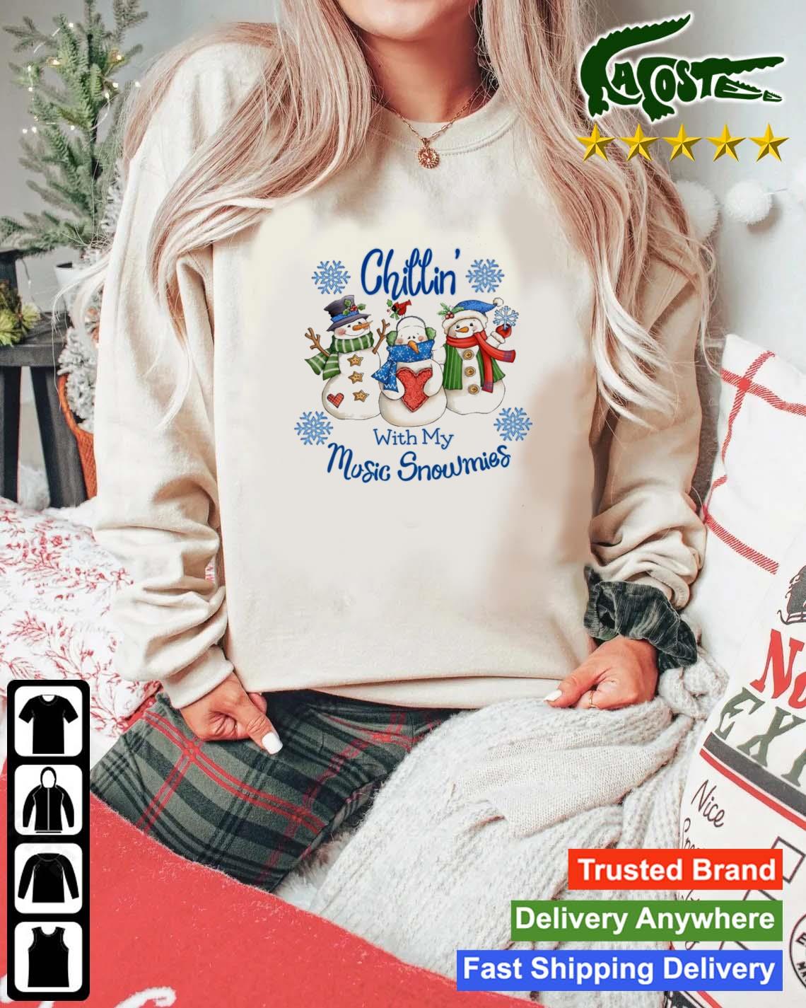 Chillin' With My Music Snowmies Christmas Sweats Mockup Sweater