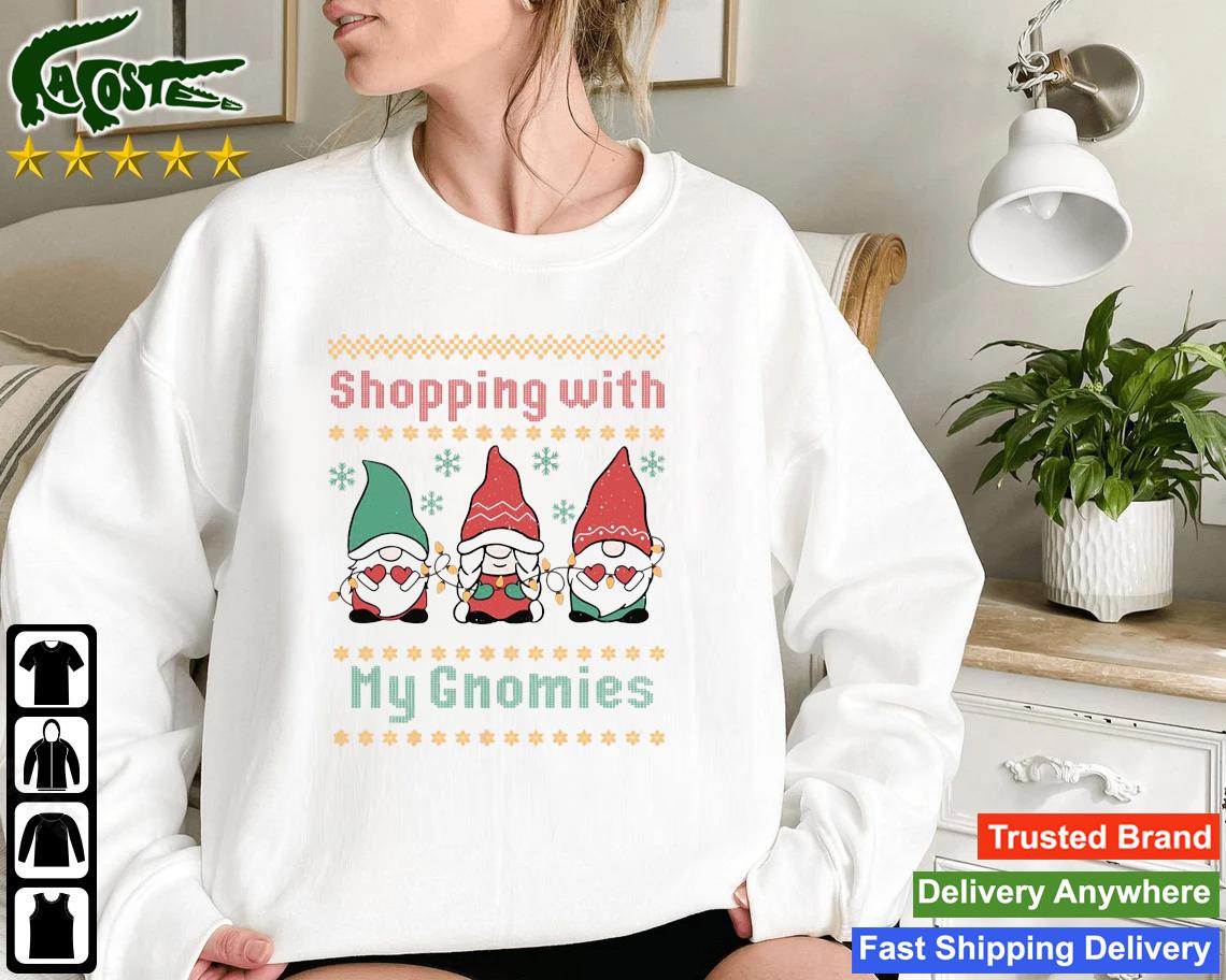 Cute Gnomes Shopping With My Gnomies Ugly Christmas Sweatshirt