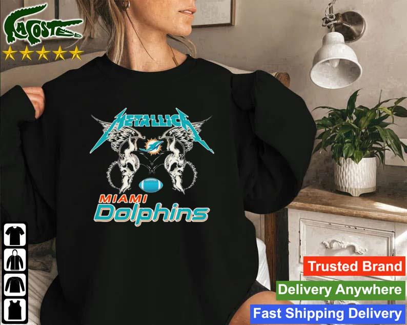 Nfl Miami Dolphins Logo Black Metallica Wings Sweatshirt