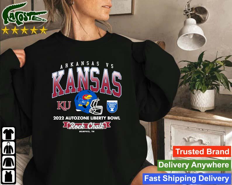Arkansas Razorbacks Vs Kansas Jayhawks 2022 Autozone Liberty Bowl Rock Chalk Sweatshirt