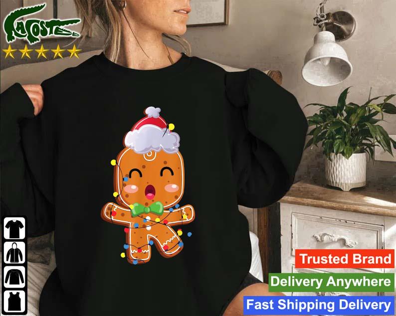 Cute Dabbing Gingerbread Santa Christmas Lights Sweatshirt