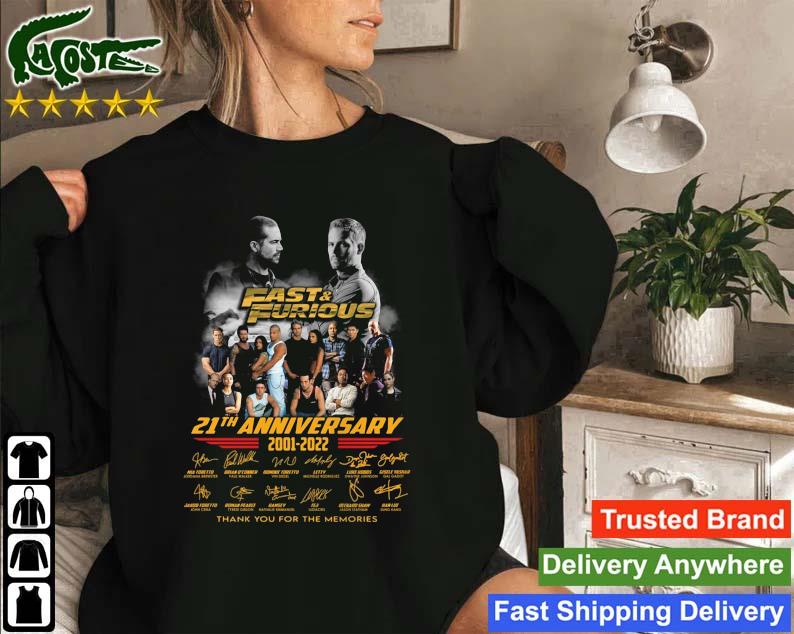 Fast And Furious 21th Anniversary 2001 2022 Signatures Thank You Men's Sweatshirt