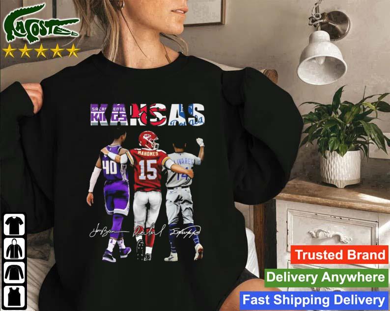 Kansas Support Team Harrison Barnes Patrick Mahomes And Edward Olivares Signatures Sweatshirt