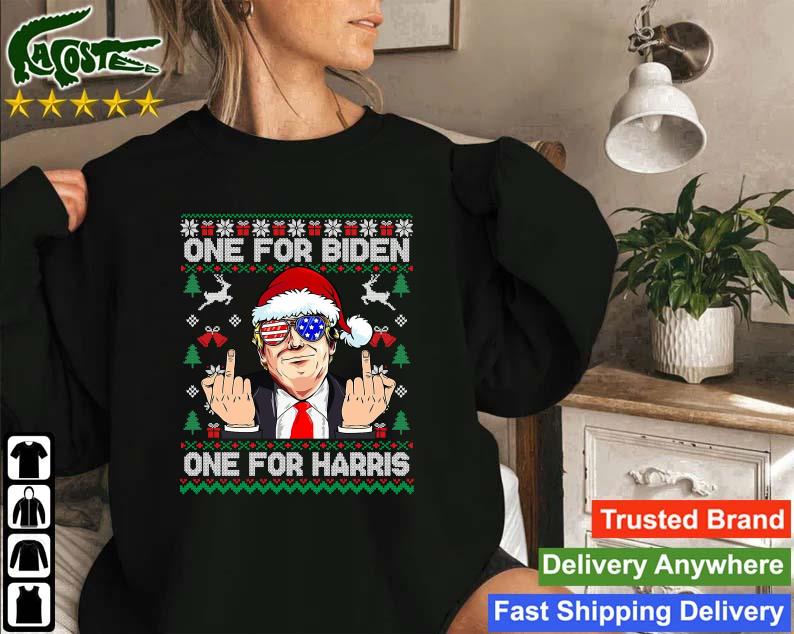 Official Santa Trump One For Biden One For Harris Ugly Christmas Sweatshirt