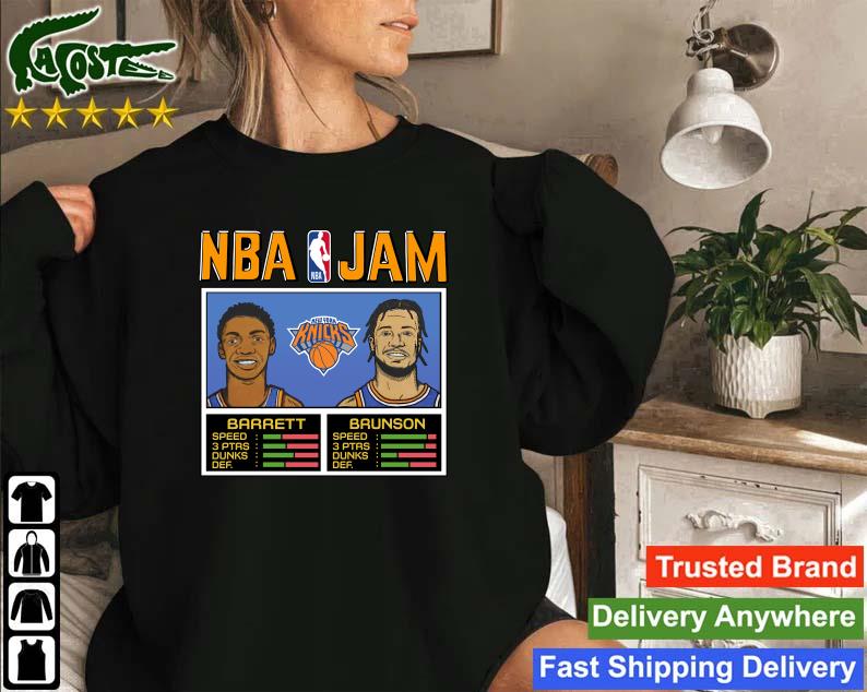 Official Rj Barrett & Jalen Brunson New York Knicks Homage Nba Jam Sweatshirt
