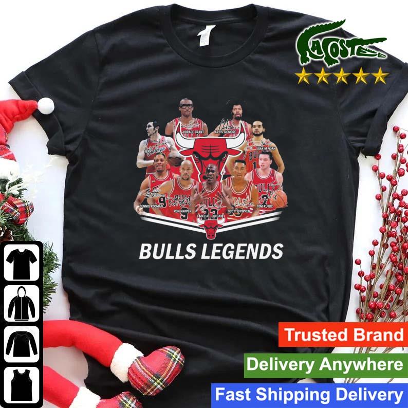 Chicago Bulls Legends Team Football Signatures T-shirt