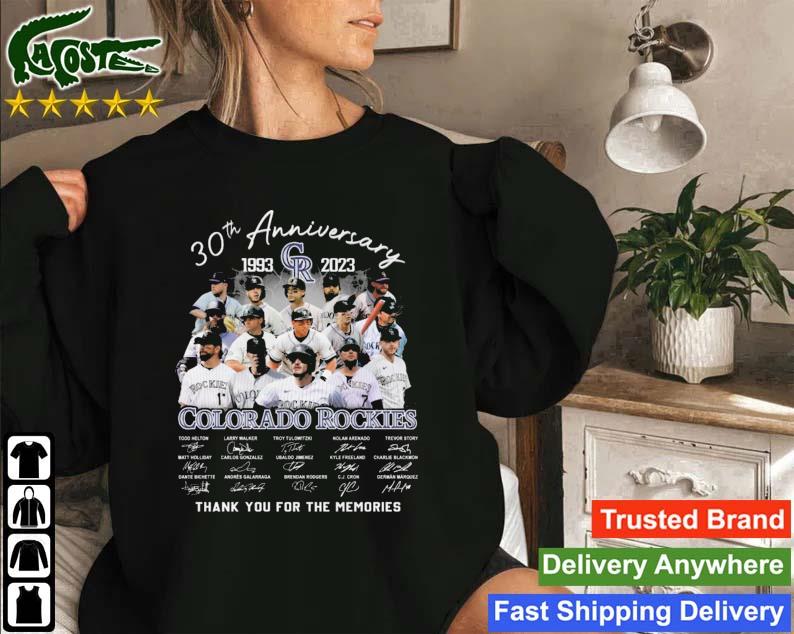 Colorado Rockies 30th Anniversary 1993-2023 Thank You For The Memories Signatures Sweatshirt