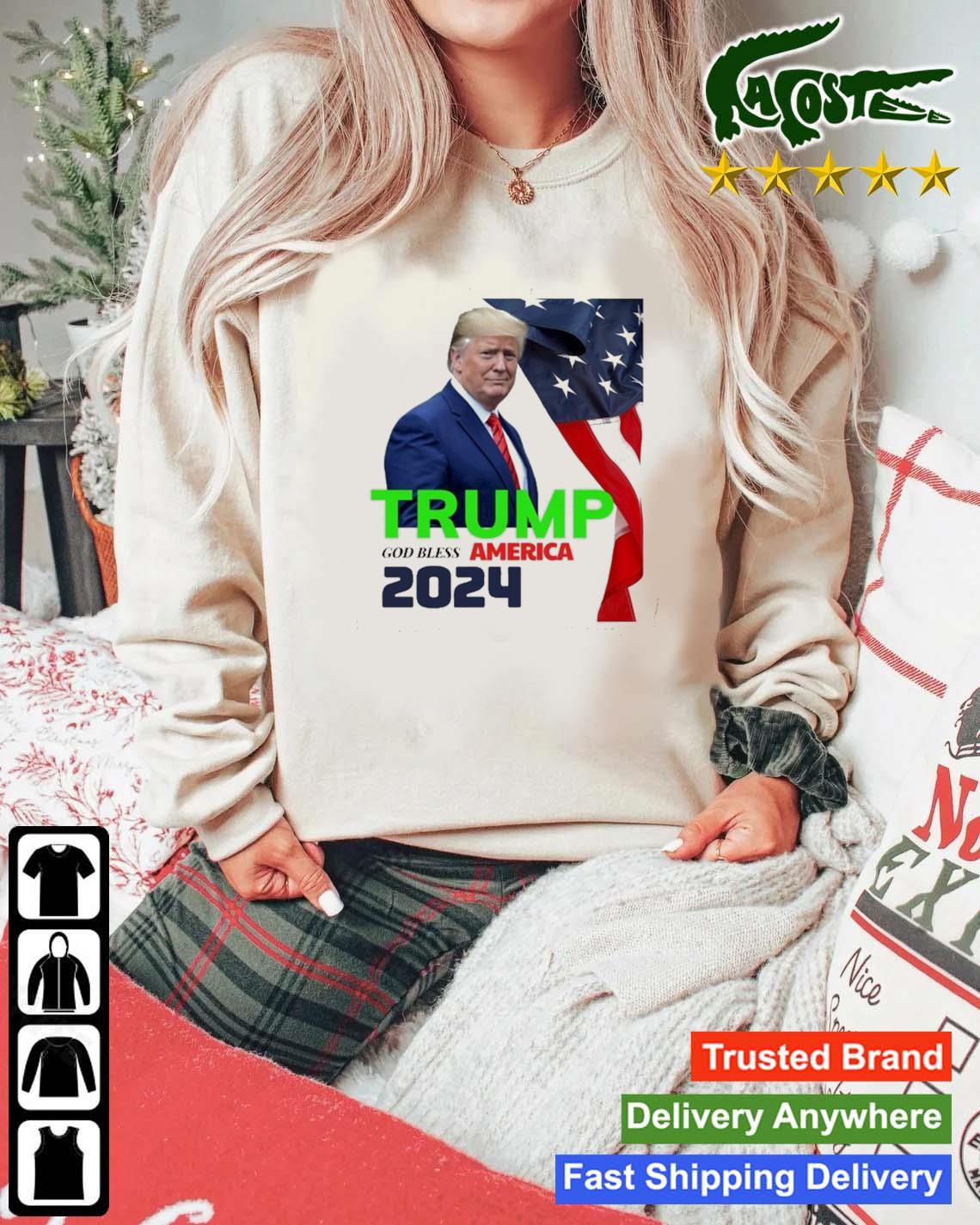 Donald Trump God Bless America 2024 T-s Mockup Sweater