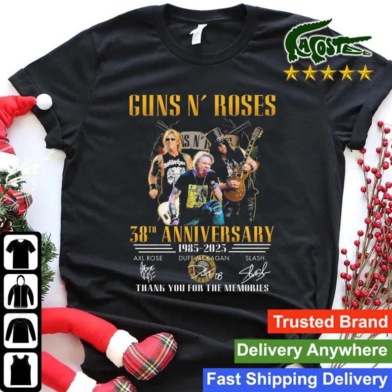 Guns N' Roses 38th Anniversary 1985-2023 Thank You For The Memories Signatures T-shirt