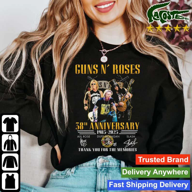 Guns N' Roses 38th Anniversary 1985-2023 Thank You For The Memories Signatures T-s Sweater