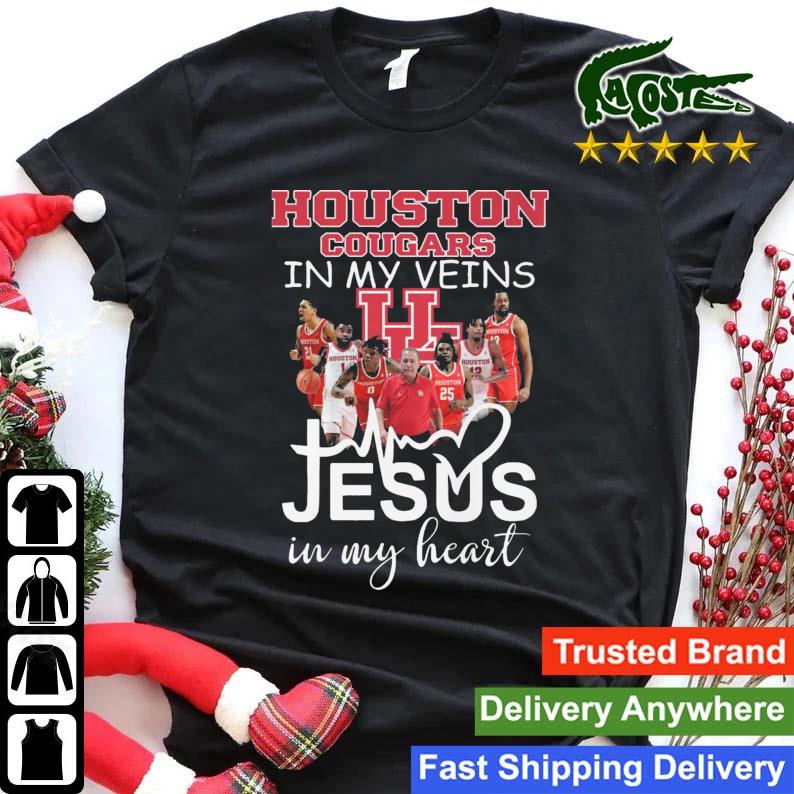 Houston Cougars In My Veins Jesus In My Heart Players T-shirt