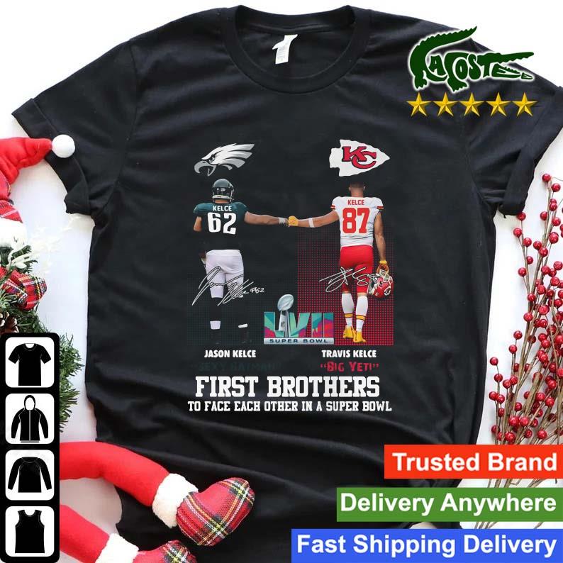 Jason Kelce Sexy Batman Travis Kelce Big Yeti First Brothers To Face Each Other In A Super Bowl Lvii Signatures Sweats Shirt