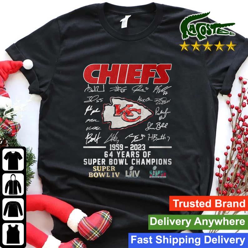 Kansas City Chiefs 1959 2023 64 Years Of Super Bowl Champions Super Bowl Lvii Signature Sweats Shirt