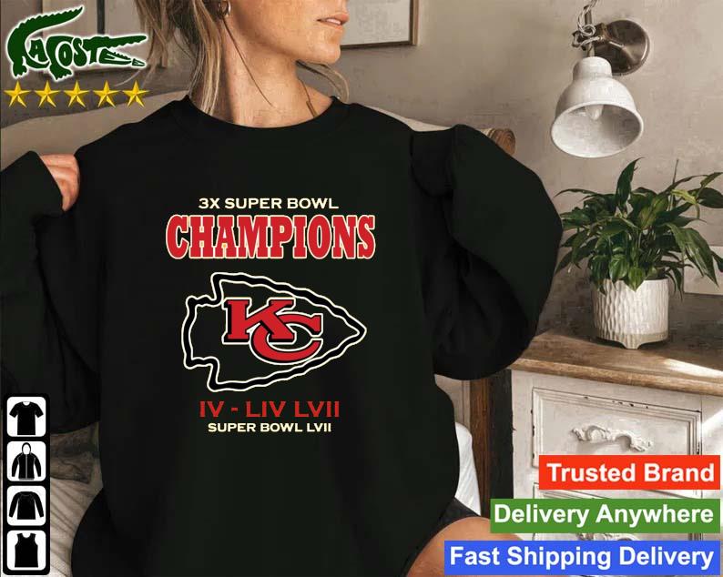 Kansas City Chiefs 3x Super Bowl Champions Iv-liv-lvii Sweatshirt