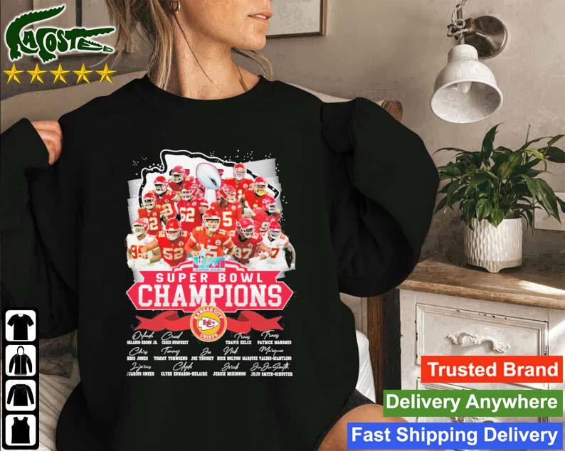 Kansas City Chiefs Nfl Finals Football Super Bowl Lvii Champions Signatures Sweatshirt