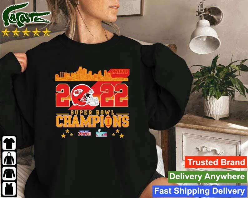 Kansas City Chiefs Skyline 2022 Super Bowl Lvii Champions Super Bowl Xxiii Sweatshirt