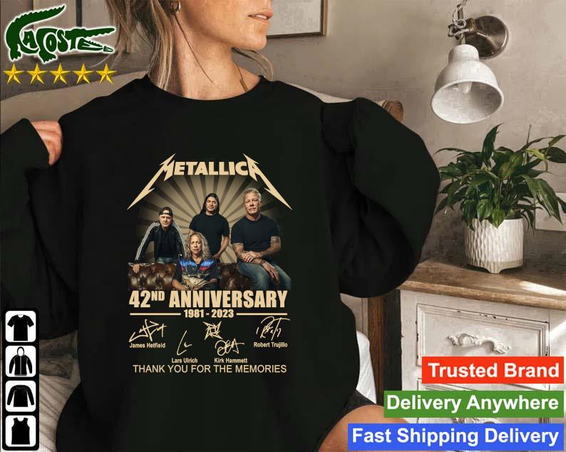 Official Metallica 42nd Anniversary 1981-2023 Thank You For The Memories Signatures Sweatshirt