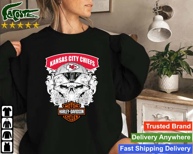 Official Skull Kansas City Chiefs Nfl Football Motor Harley Davidson Cycles Sweatshirt