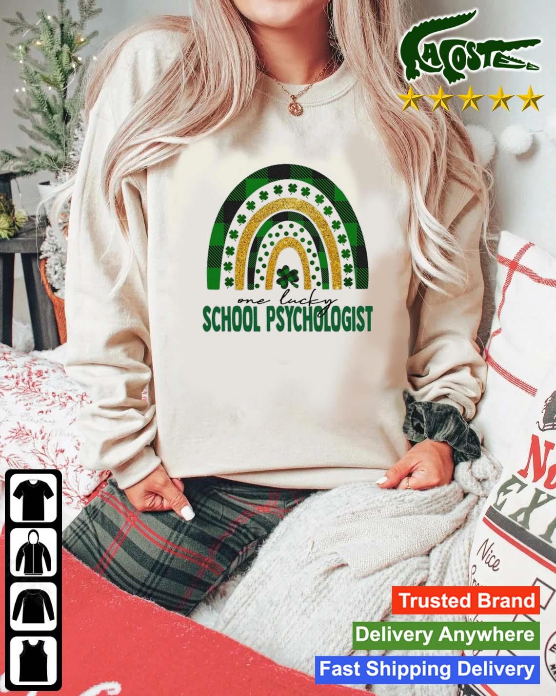 One Lucky School Psychologist Rainbow St Patricks Day Sweats Mockup Sweater