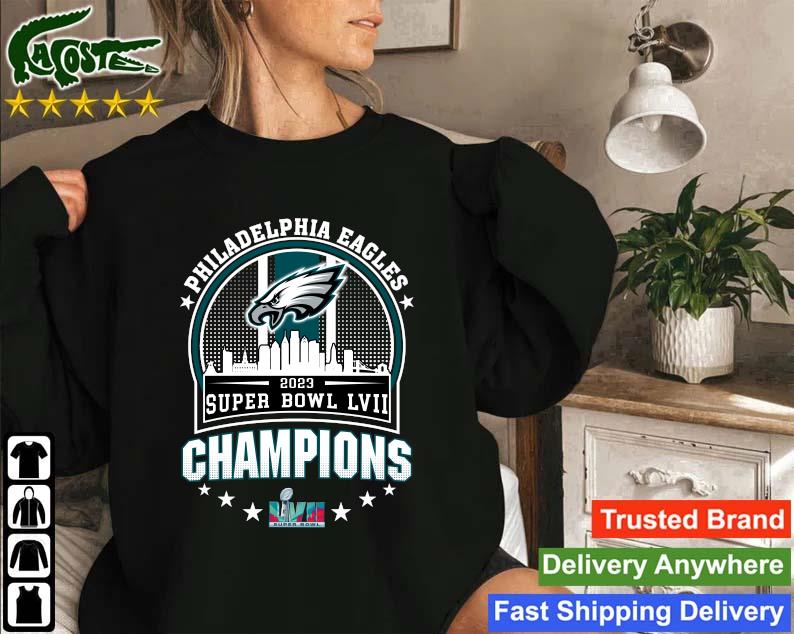 Original Official Philadelphia Eagles Super Bowl Lvii 2023 Champions Matchup Skyline Sweatshirt