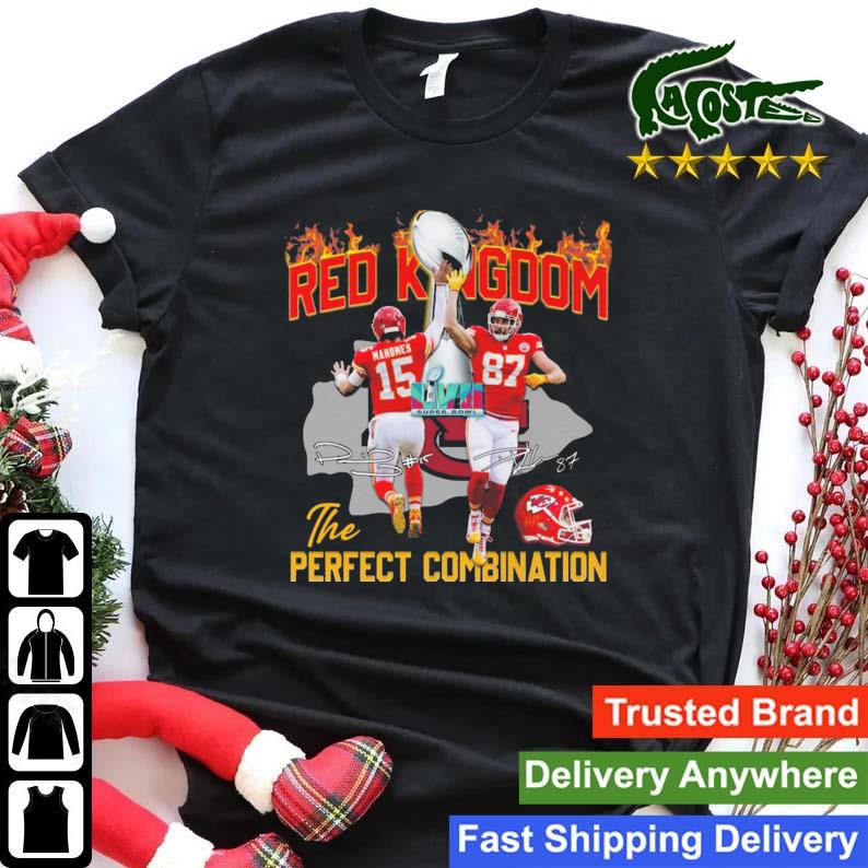 Patrick Mahomes And Travis Kelce Red Kingdom The Perfect Combination Signatures T-shirt