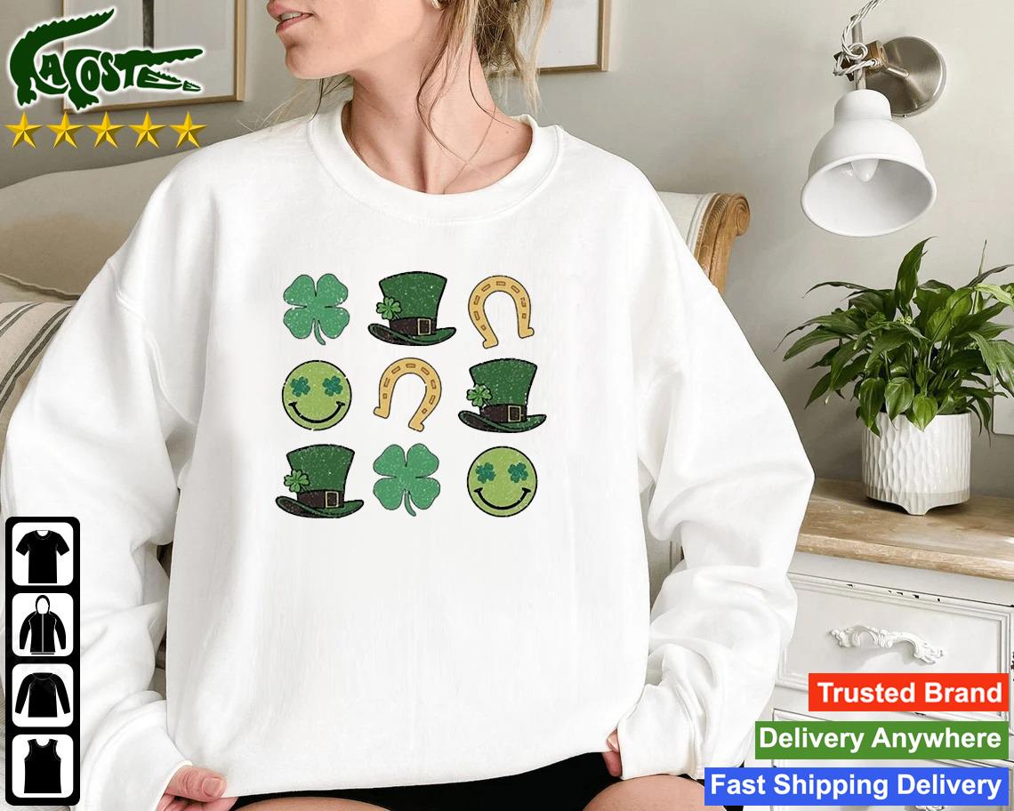 Retro St. Patrick's Day Smiley Face Shamrock Sweatshirt
