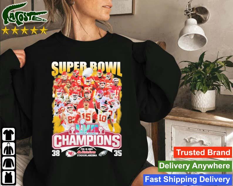 Super Bowl Lvii 2023 Champions Kansas City Chiefs Vs Philadelphia Eagles 38-35 Sweatshirt