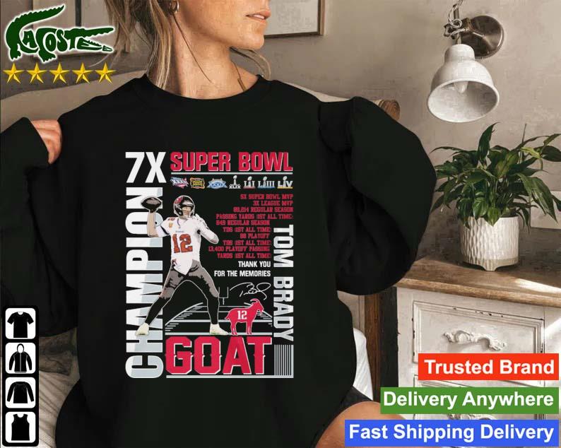 Tom Brady 7x Super Bowl Champions 5x Super Bowl Mvp, Goat Buccaneer Thank You Memories Signature Sweatshirt