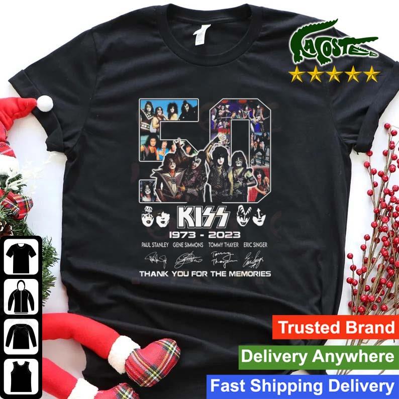 50 Years Of Kiss 1973 – 2023 Paul Stanley And Gene Simmons And Tommy Thayer And Eric Singer Thank You For The Memories Signatures Sweats Shirt