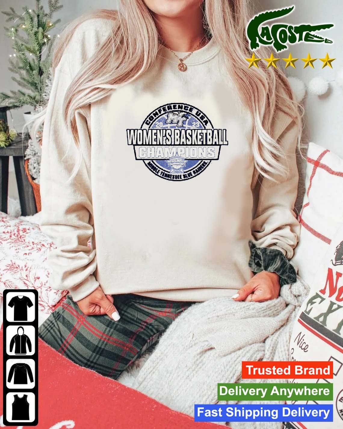 Middle Tennessee State Blue Raiders 2023 C-usa Women's Basketball Conference Tournament Champions Sweatshirt Mockup Sweater.jpg