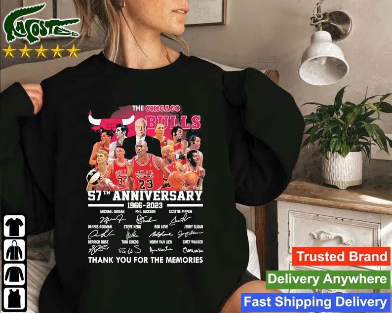 The Chicago Bulls 57th Anniversary 1966 2023 Thank You For The Memories Signatures Basketball 2023 Sweatshirt