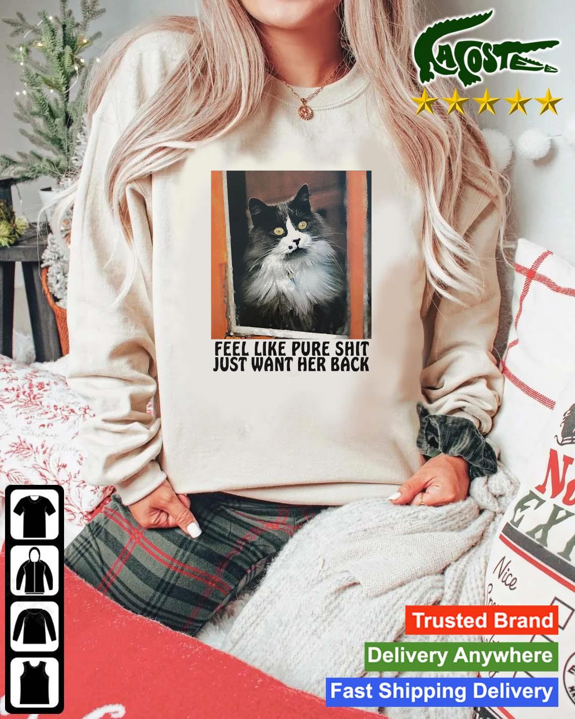 Cat Feel Like Pure Shit Just Want Her Back Sweats Mockup Sweater