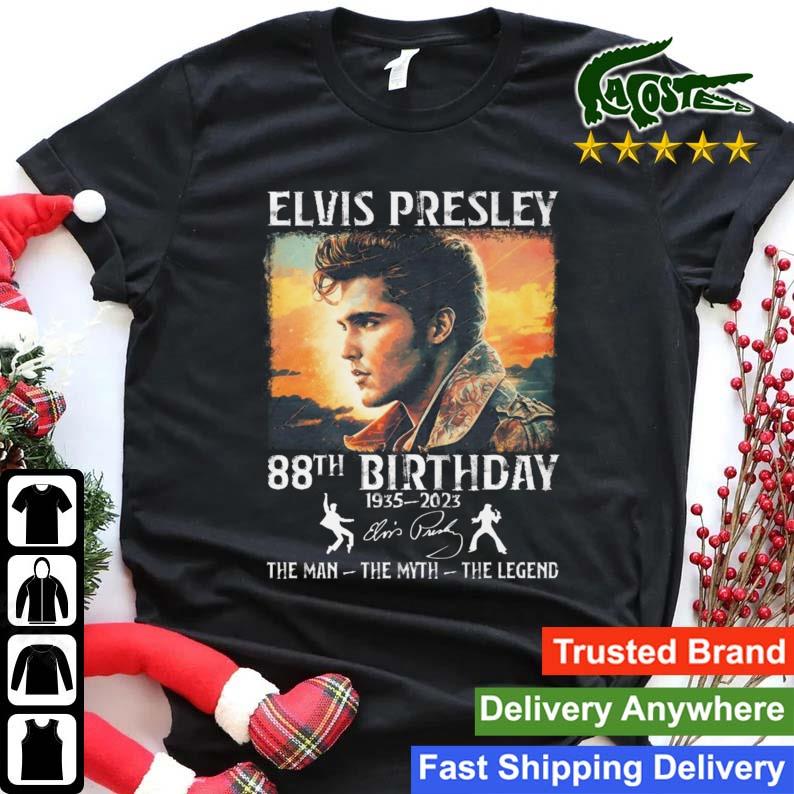 Elvis Presley 88th Birthday 1935 – 2023 The Man The Myth The Legend Signature Sunset Sweats Shirt
