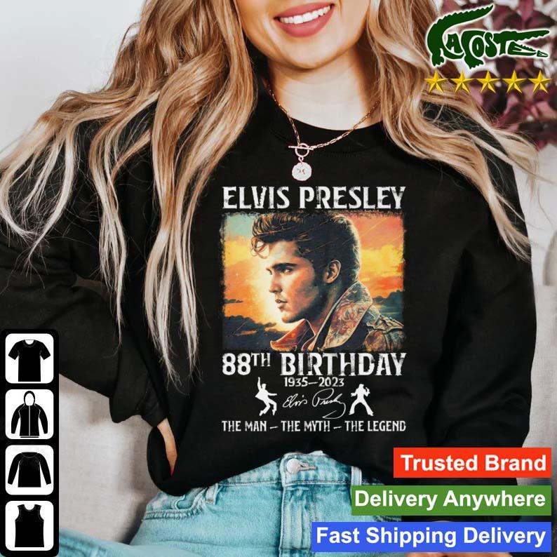 Elvis Presley 88th Birthday 1935 – 2023 The Man The Myth The Legend Signature Sunset Sweats Sweater