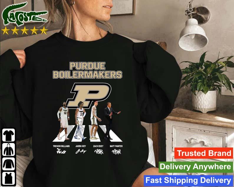 Official Purdue Boilermakers Trevion Williams And Jaden Ivey And Zach Edey And Matt Painter Abbey Road Signatures Sweatshirt