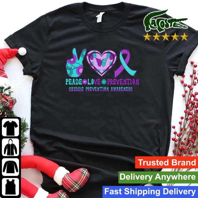 Official Ribbon Heart Peace Love Prevention Suicide Prevention Awareness T-shirt