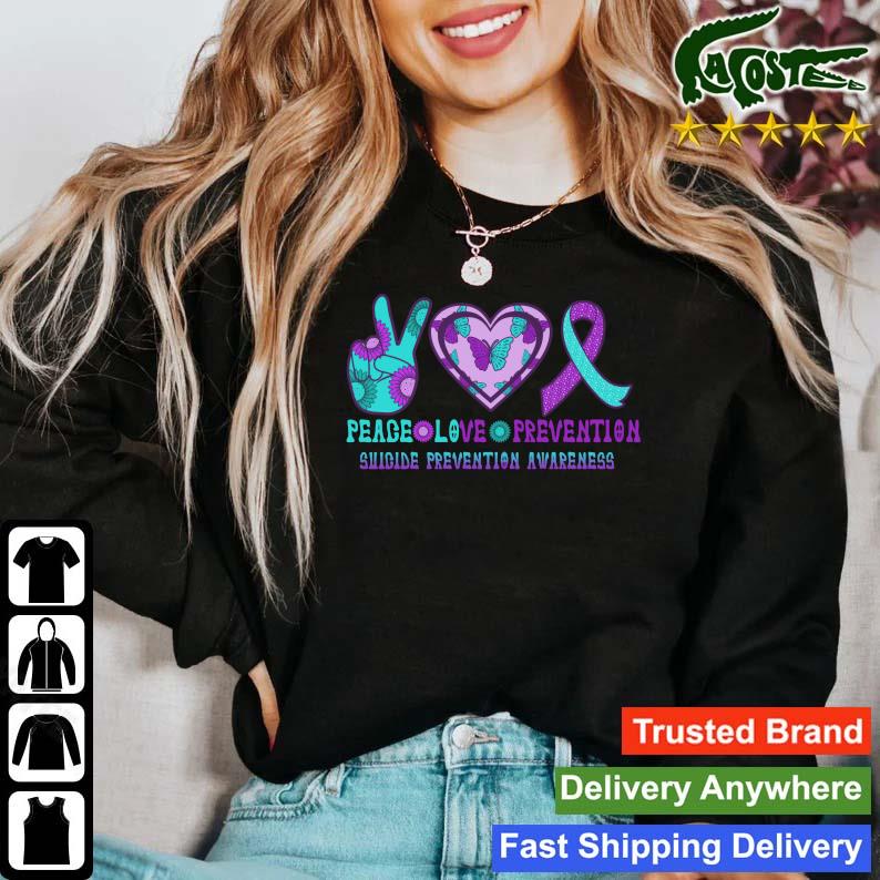 Official Ribbon Heart Peace Love Prevention Suicide Prevention Awareness T-s Sweater